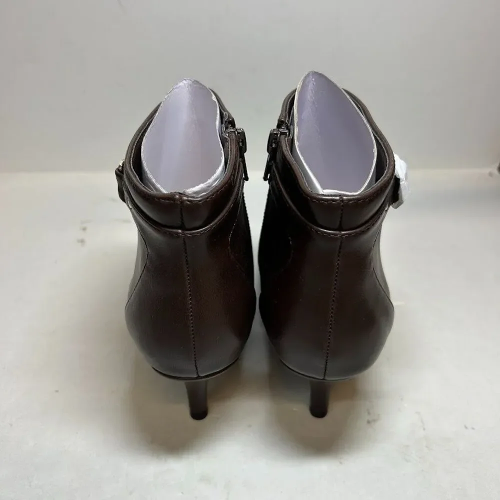 Charter Club Womens 8 M Brown Faux Leather Ulyssa Zip Up Booties NIB RZ3